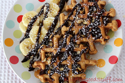 Gingerbread Waffles with Chocolate Sauce
