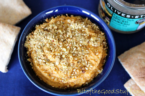 Sun-Dried Tomato Hummus with Dukkah Spice Topping