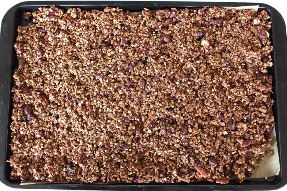 Choclate Granola Clusters on Tray