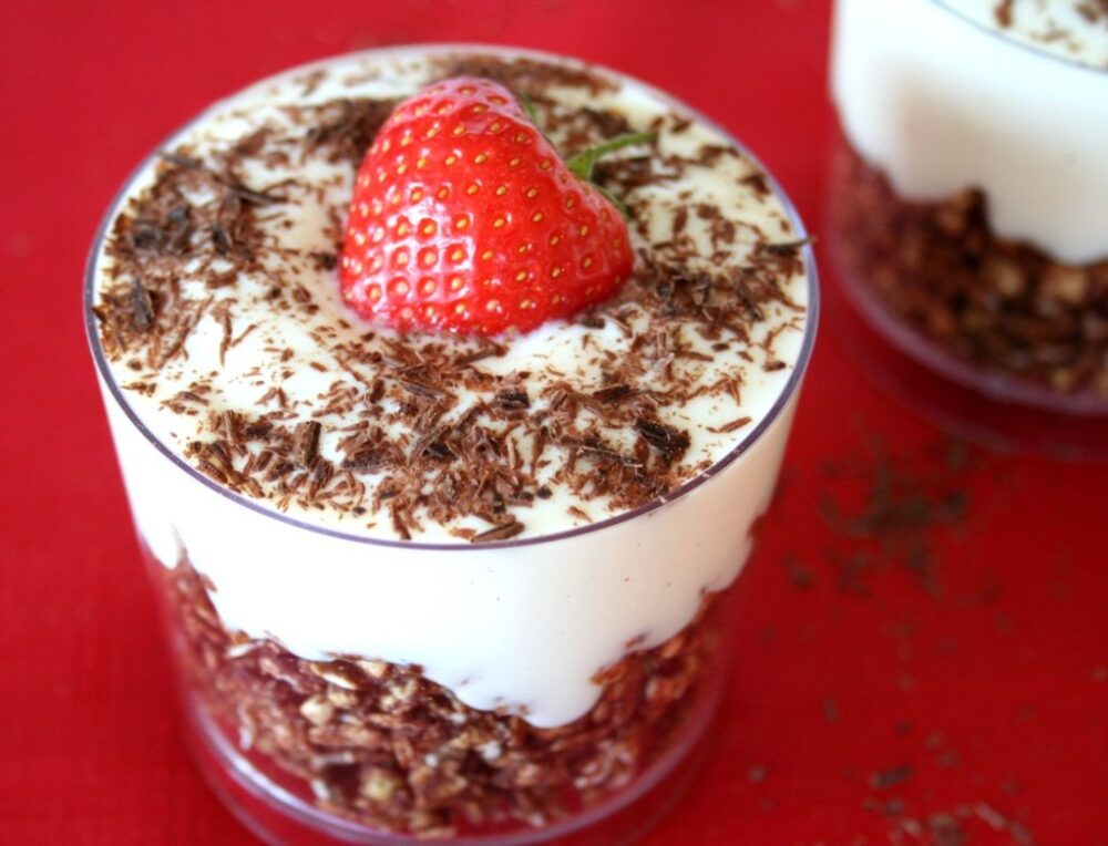 Strawberry Chocolate Granola and Yoghurt Parfait
