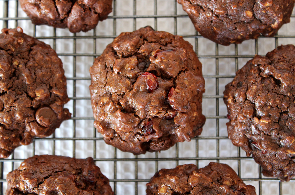Vegan Chocolate Cranberry Oatmeal Cookies 