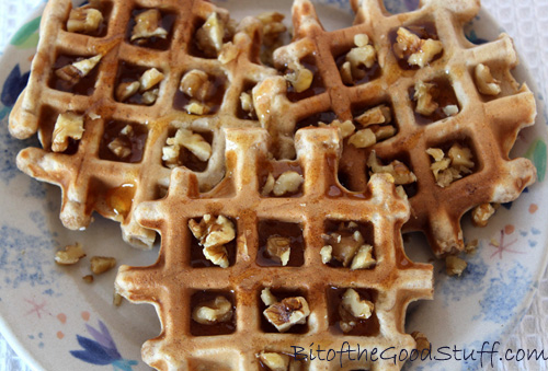 Vegan Waffles with walnuts and maple syrup