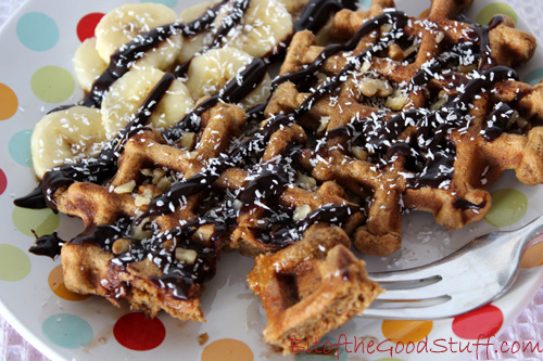 Gingerbread Waffles with Chocolate Sauce