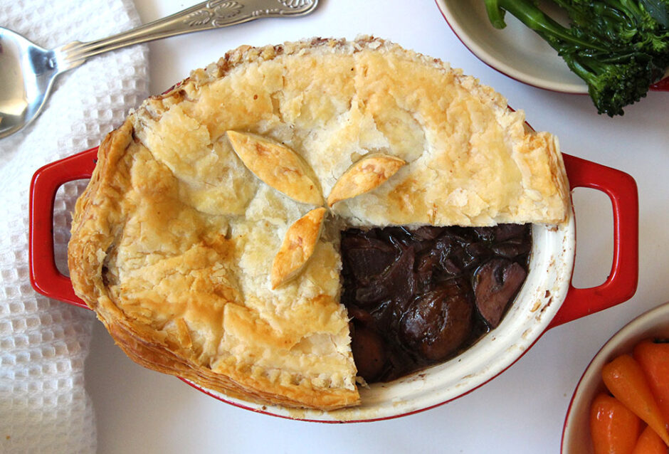 Vegan Chestnut Bourguignonne Pie