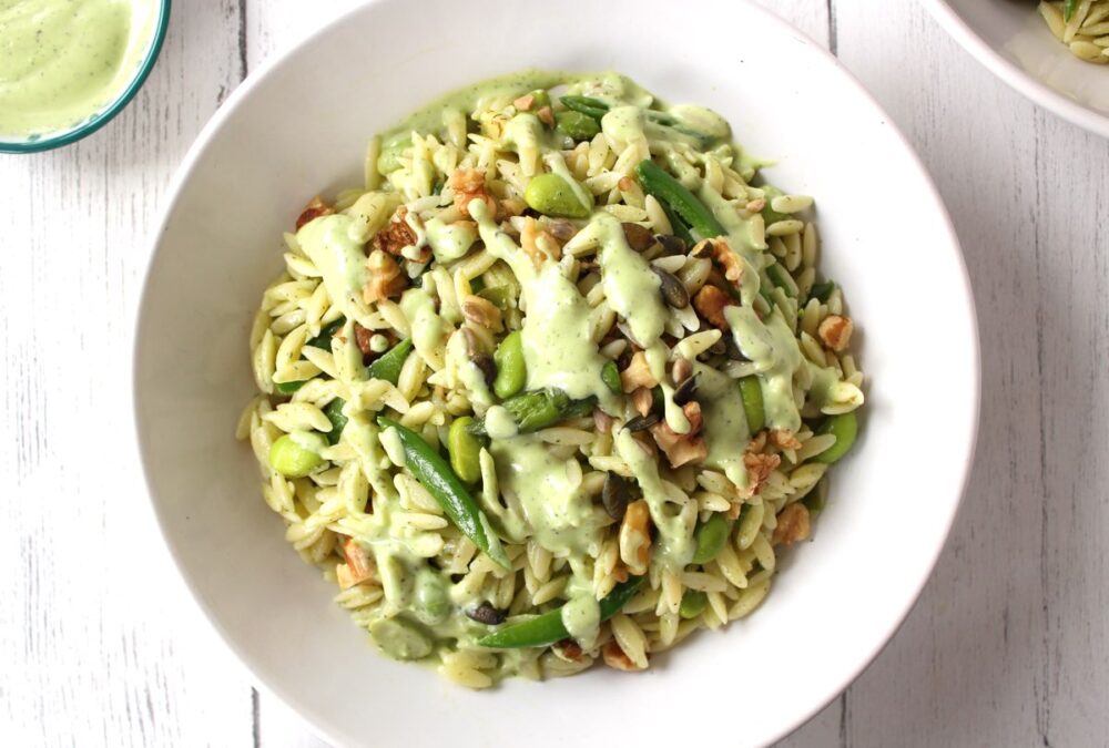 Green Orzo Pasta Salad (Vegan)