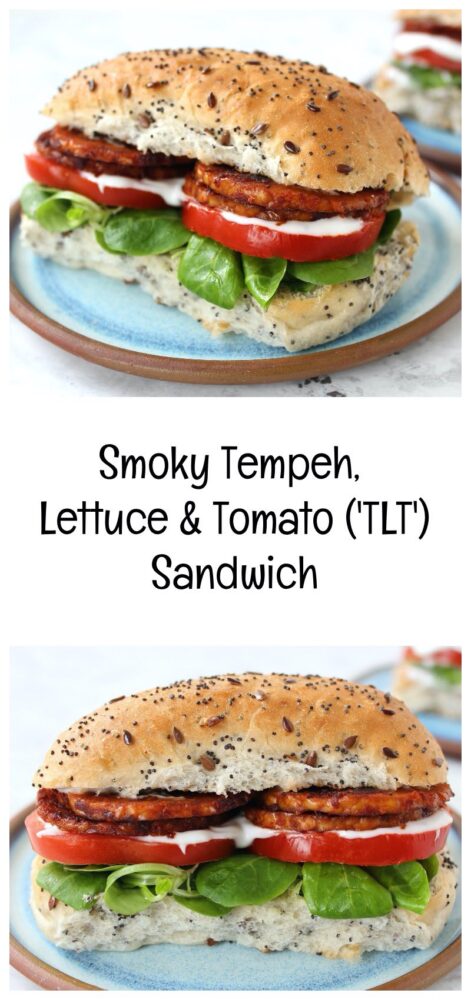 Smoky Tempeh, Lettuce and Tomato Sandwich 