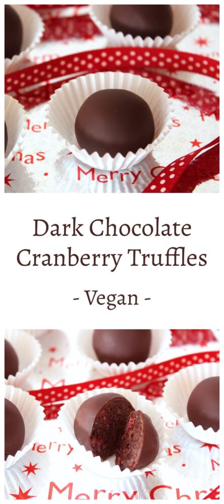 Vegan Dark Chocolate Cranberry Truffles 