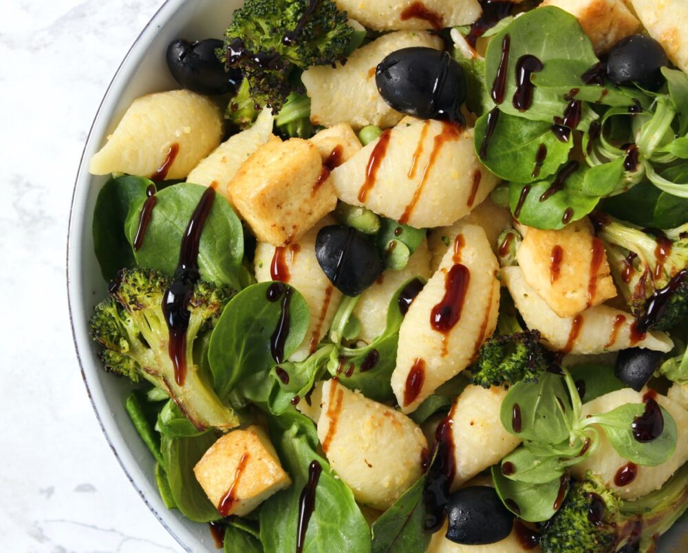 Super Greens Pasta Salad with Balsamic Glaze (Vegan | Dairy-Free)