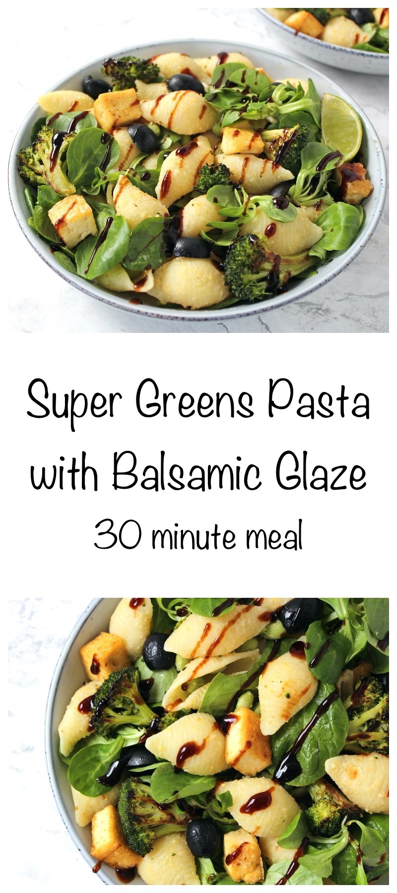 Super Greens Pasta Salad with Balsamic Glaze (Vegan | Dairy-Free)