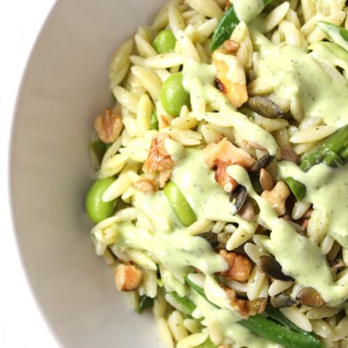Green Orzo Pasta Salad (Vegan)