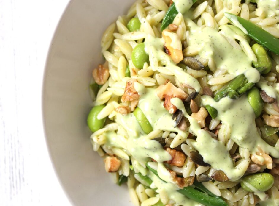 Green Orzo Pasta Salad (Vegan)