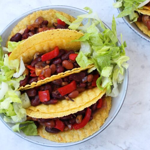Mexican Beans in Crunchy Taco Shells