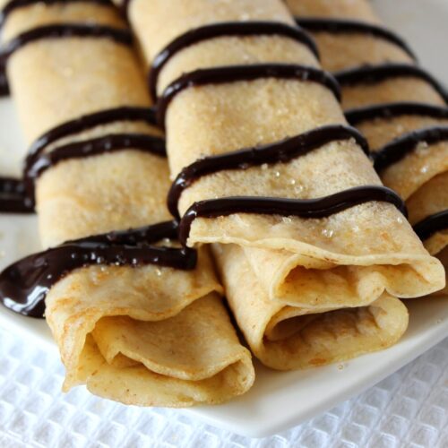 Vegan Crepes with chocolate sauce