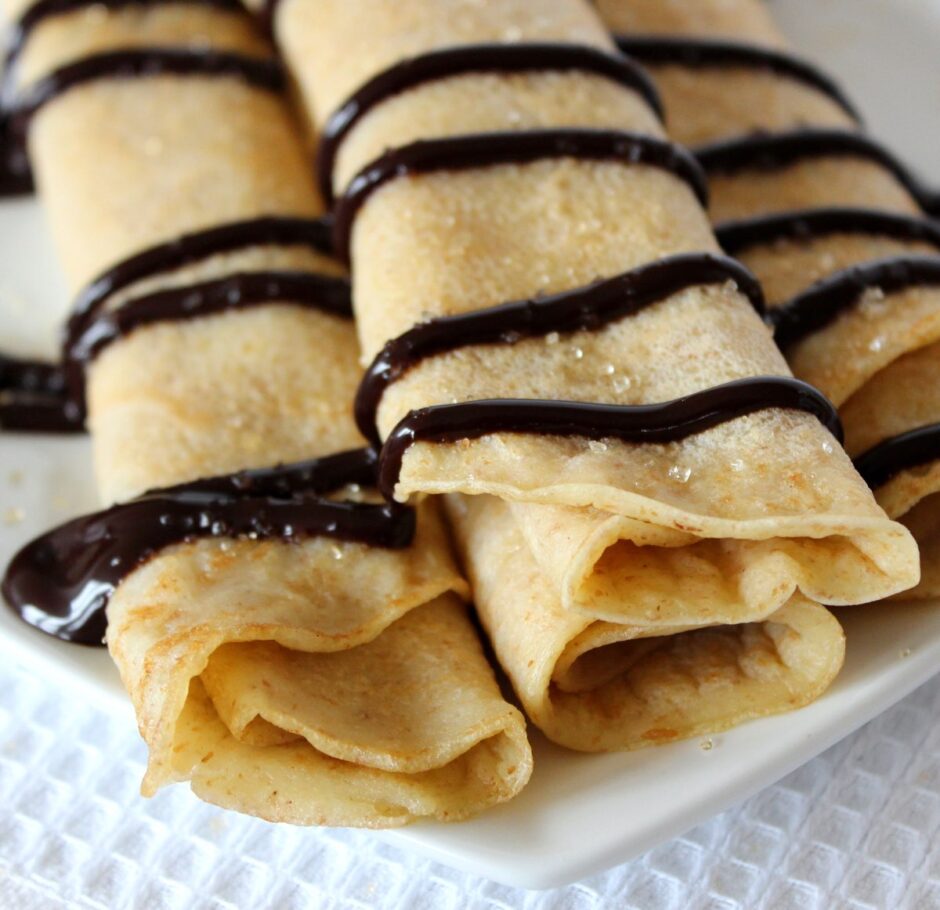 Vegan Crepes with chocolate sauce