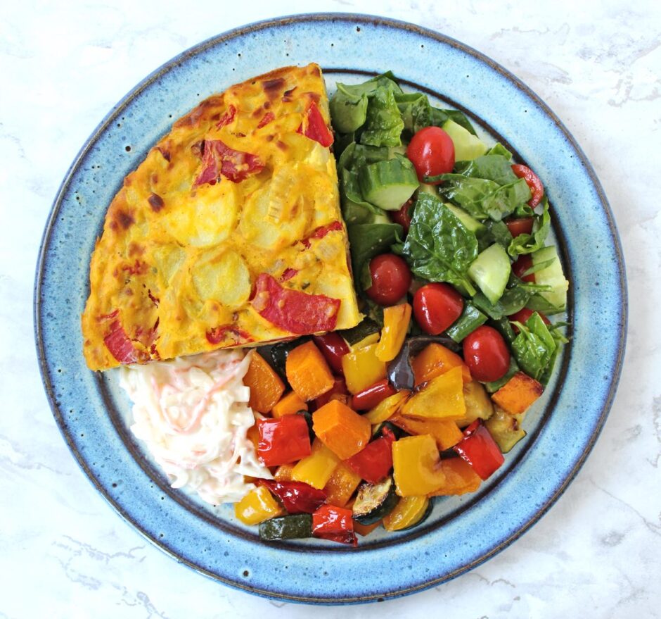 Vegan Spanish Omelette with Roasted Red Pepper