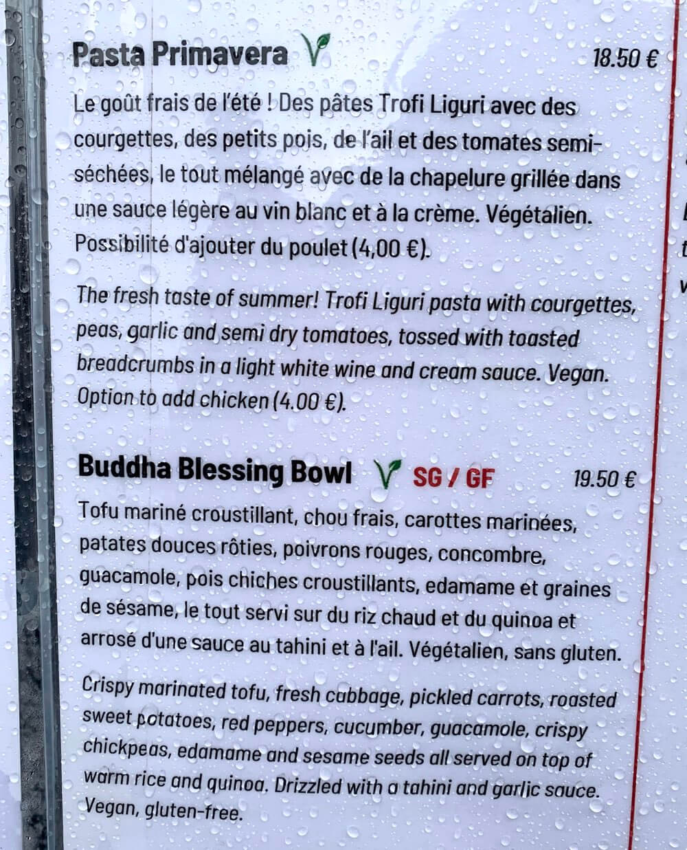 Vegan Food at the Kitsch Inn, Les Houches, July 2025