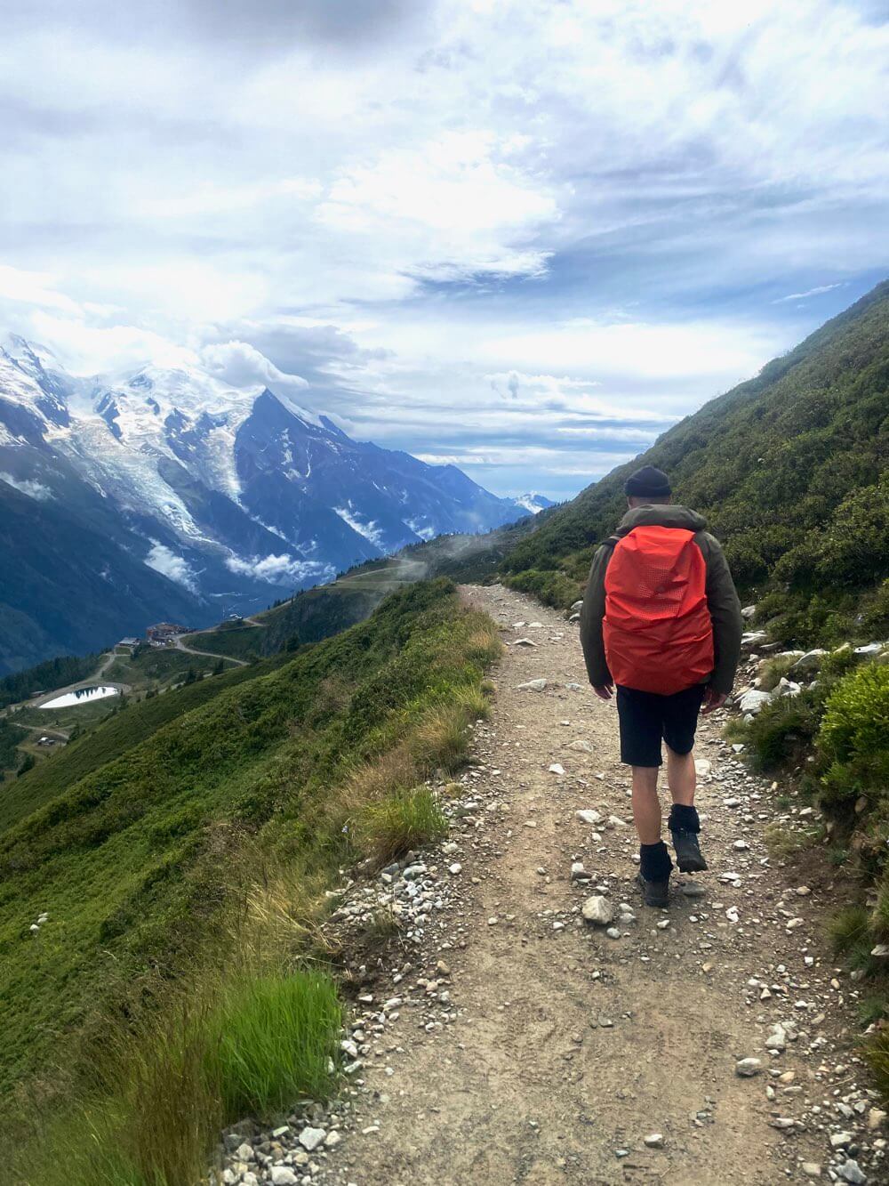 Mark with his Finisterre + Gregory Men's Stout 45L Backpack on the TMB