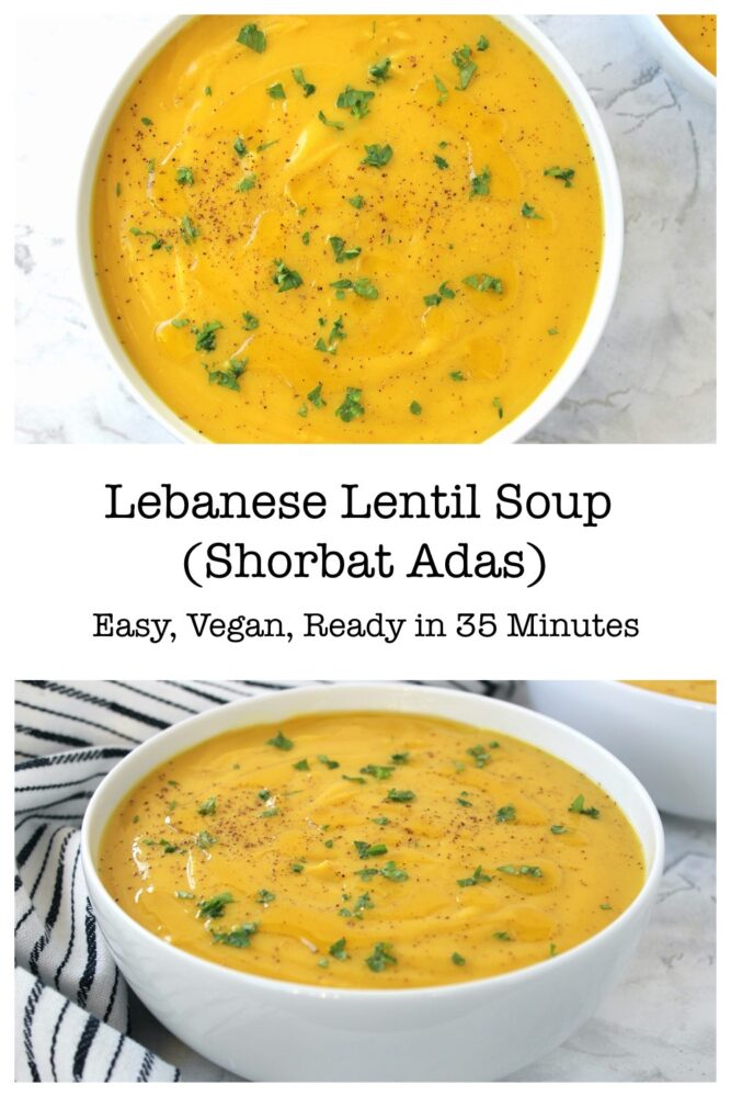 Lebanese Lentil Soup Collage for Pinterest
