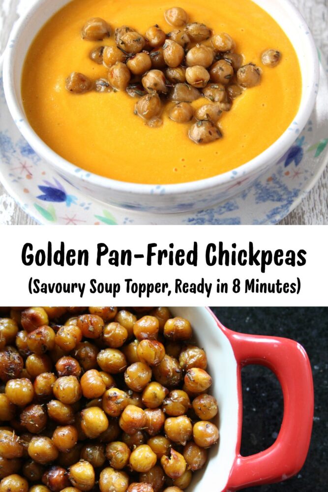 Golden Pan-Fried Chickpeas Image for Pinterest