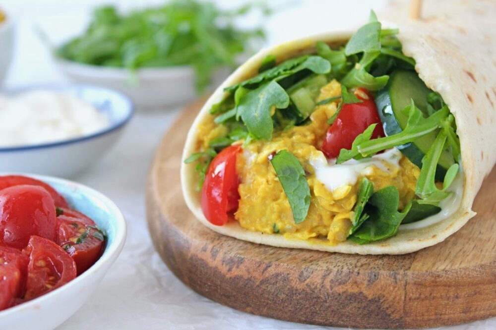 Coronation Chickpea Smash Wrap