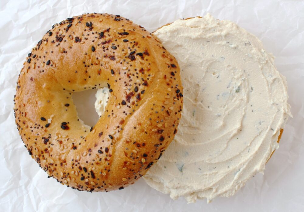 Herby Tofu Cream Cheese Bagel