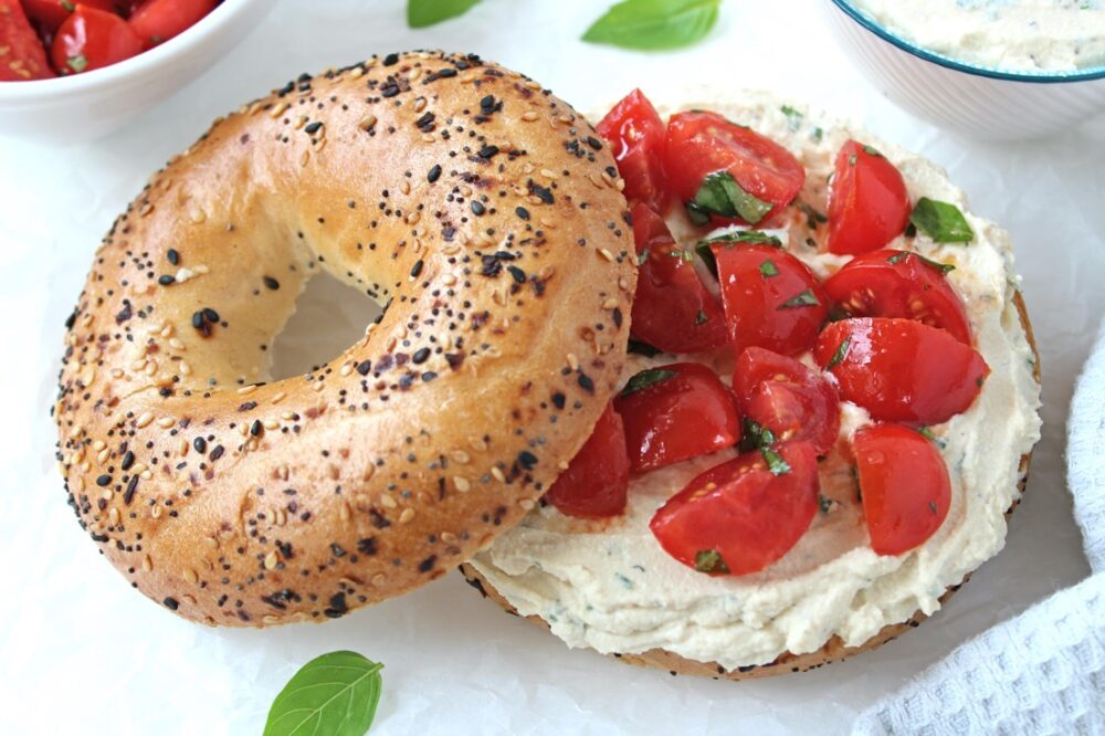 Herby Tofu Cream Cheese Bagel