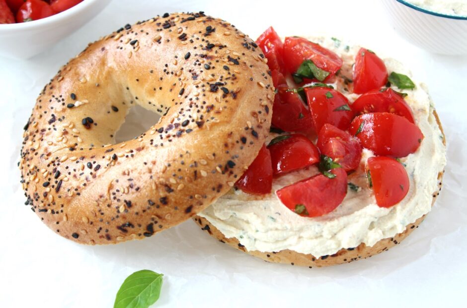 Herby Tofu Cream Cheese Bagel