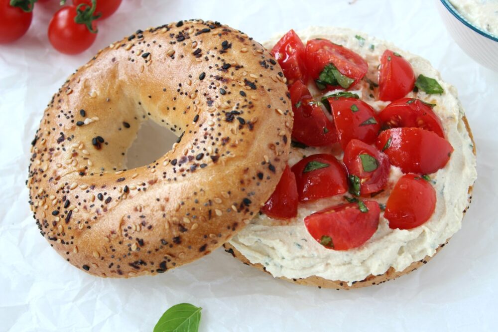 Herby Tofu Cream Cheese Bagel